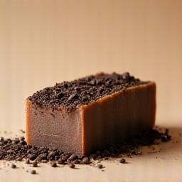 Handmade soap bar with visible coffee grounds